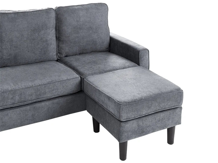 Sofa 3 Seater Fabric Dark Grey with Ottoman Assuntino