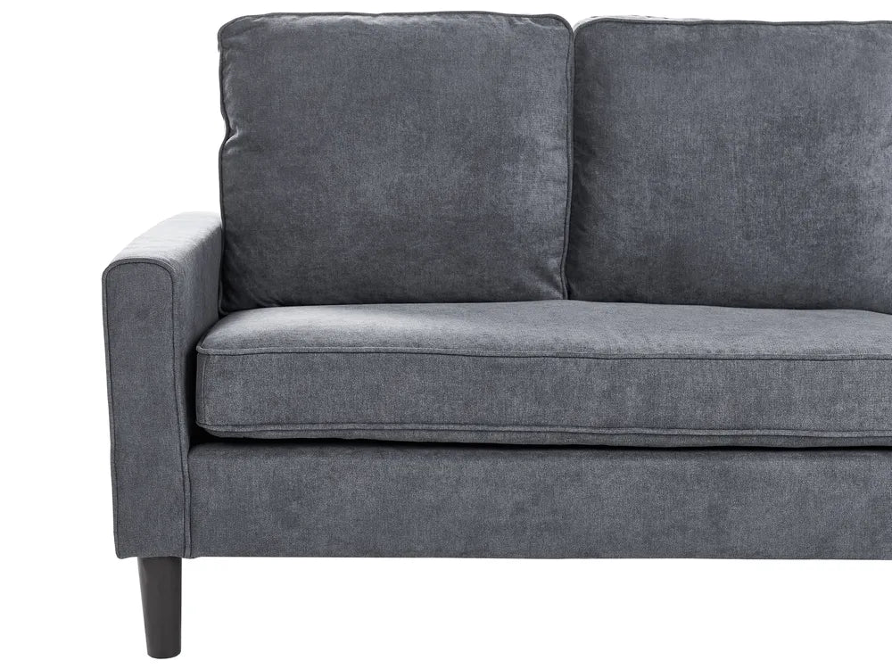 Sofa 3 Seater Fabric Dark Grey with Ottoman Assuntino