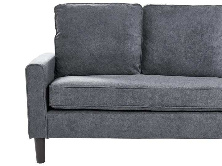 Sofa 3 Seater Fabric Dark Grey with Ottoman Assuntino