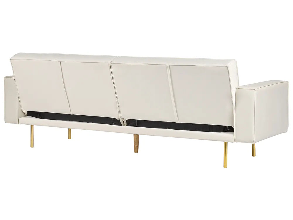 Sofa Bed 3 Seater Velvet Off-White Helsley