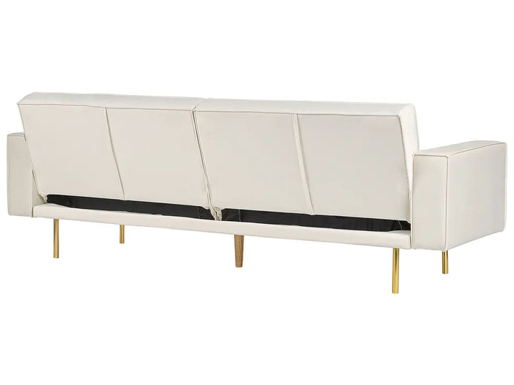 Sofa Bed 3 Seater Velvet Off-White Helsley