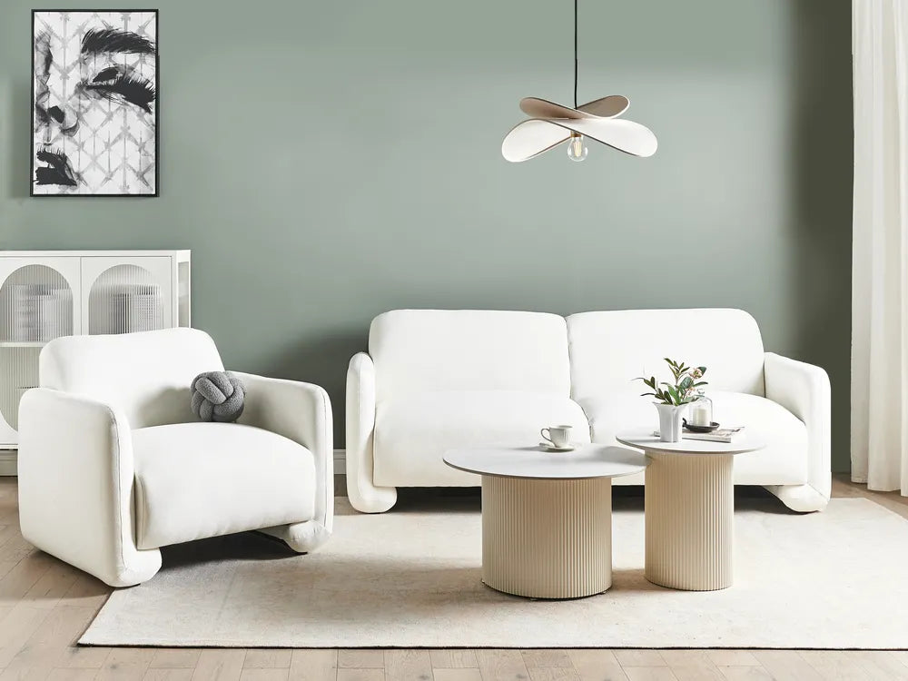Sofa 3 Seater Fabric White Nhat