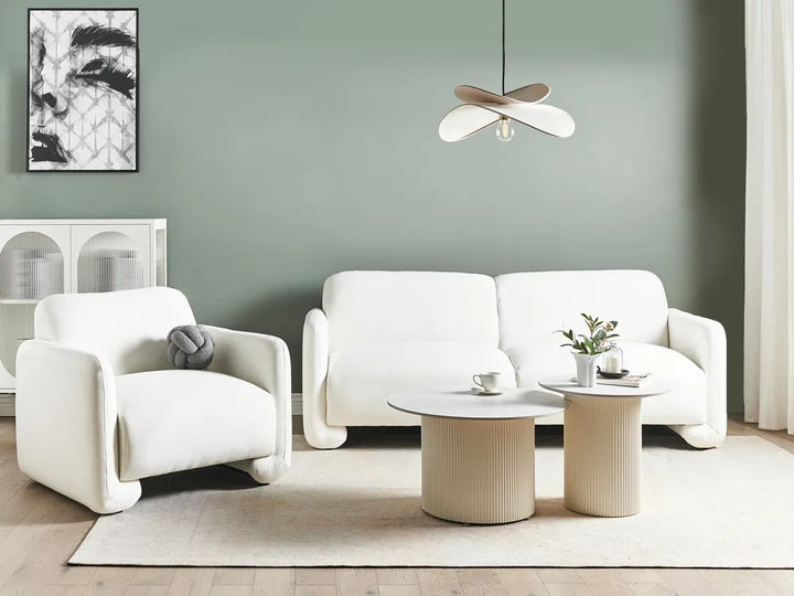 Sofa 3 Seater Fabric White Nhat