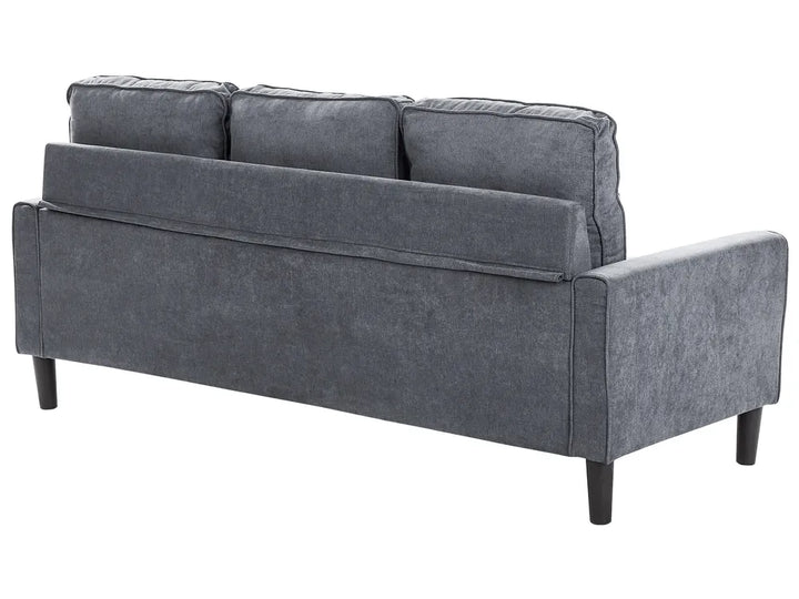 Sofa 3 Seater Fabric Dark Grey with Ottoman Assuntino