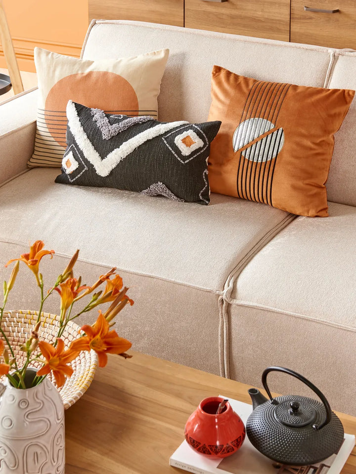 Corner Sofa Bed 3 Seater Fabric Beige Left Hand Loette