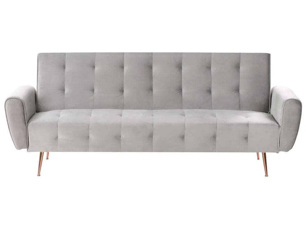 Light grey velvet 3 seater sofa bed