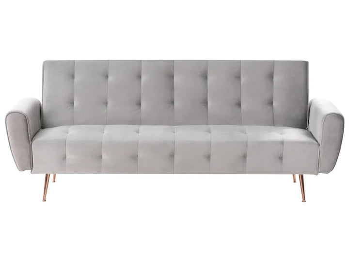 Light grey velvet 3 seater sofa bed