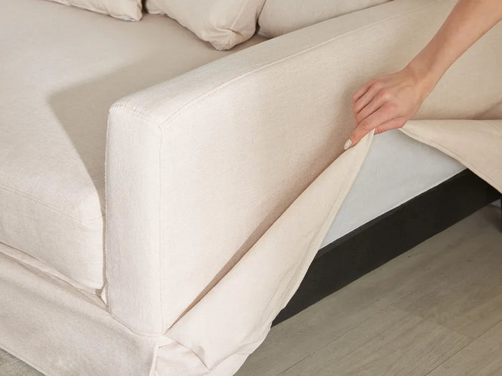 Sofa 3 Seater Fabric Beige Glory