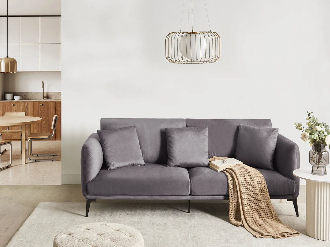 Elegant and comfortable taupe velvet sofa