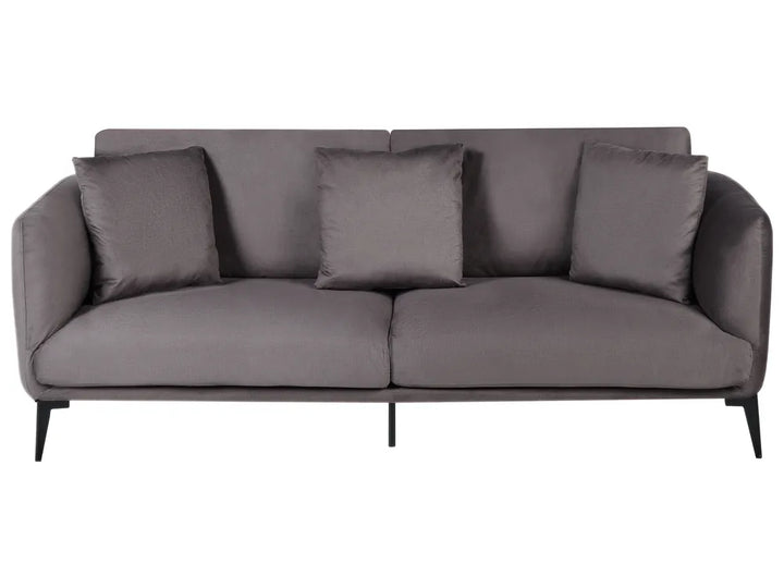 Taupe velvet 3 seater sofa with padded cushions