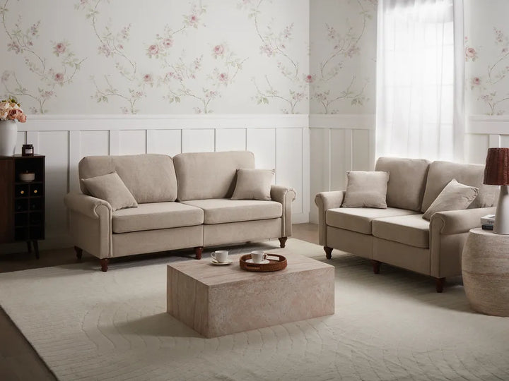 Sofa 3 Seater Fabric Taupe Laurice