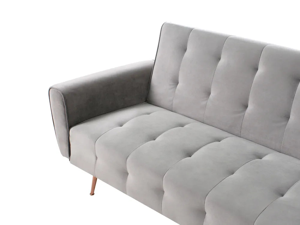 Sofa Bed 3 Seater Velvet Light Grey Aronas