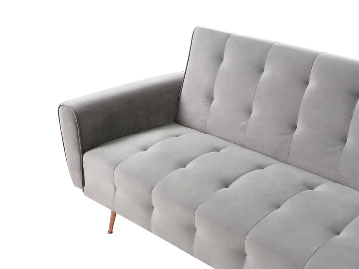 Sofa Bed 3 Seater Velvet Light Grey Aronas
