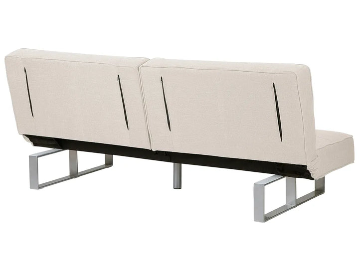 Sofa Bed 3 Seater Fabric Light Beige Francie