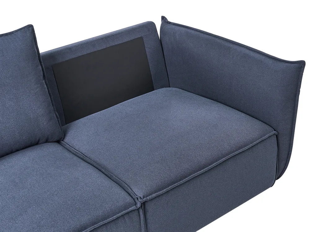 Sofa 3 Seater Fabric Dark Blue Greylan