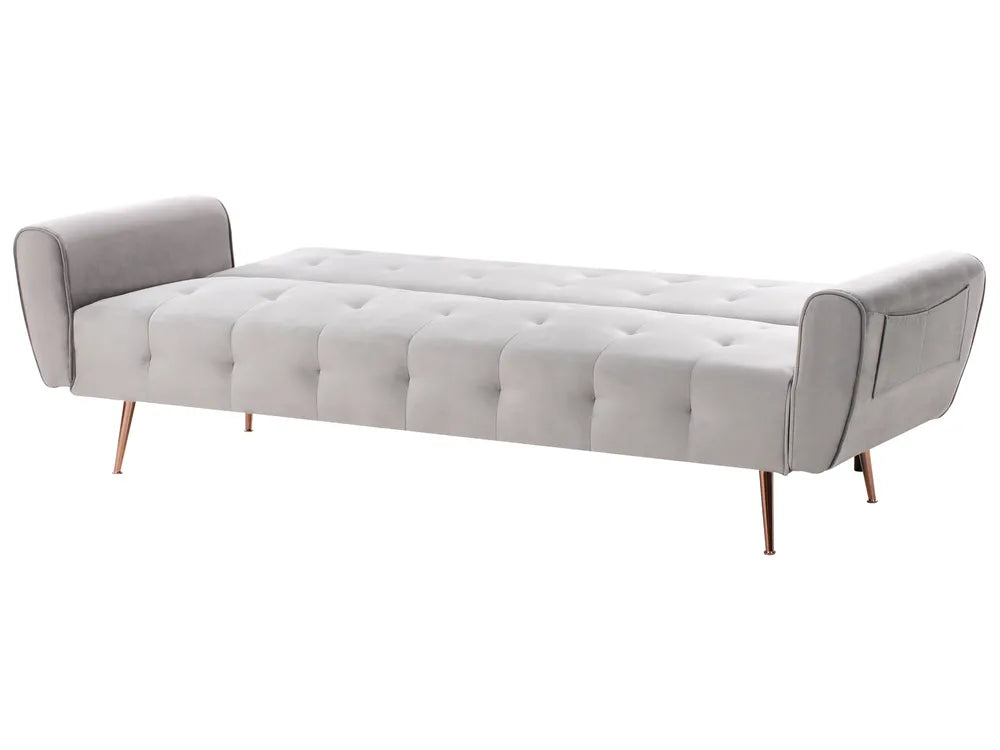 Sofa Bed 3 Seater Velvet Light Grey Aronas