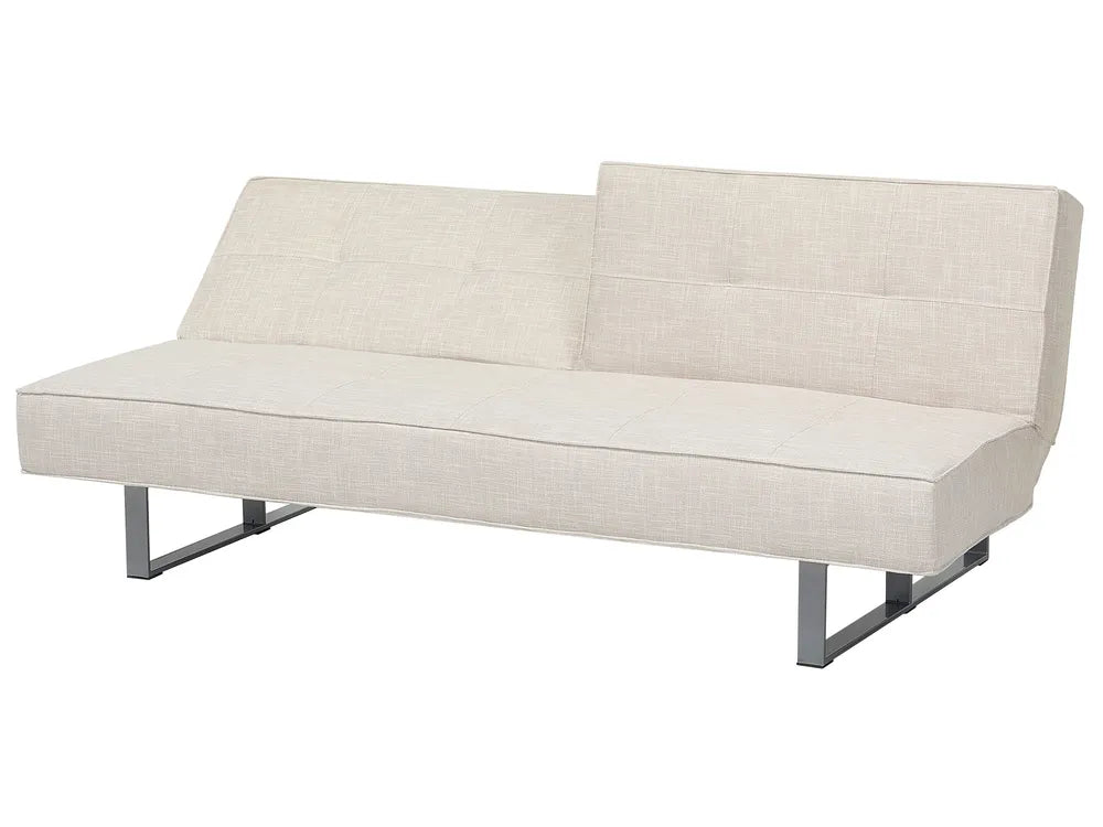 Sofa Bed 3 Seater Fabric Light Beige Francie