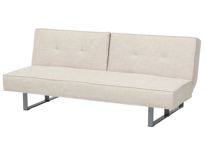 Sofa Bed 3 Seater Fabric Light Beige Francie