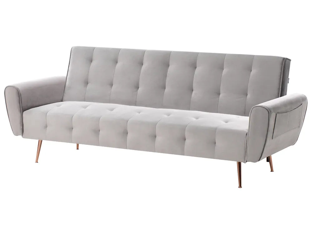 Sofa Bed 3 Seater Velvet Light Grey Aronas
