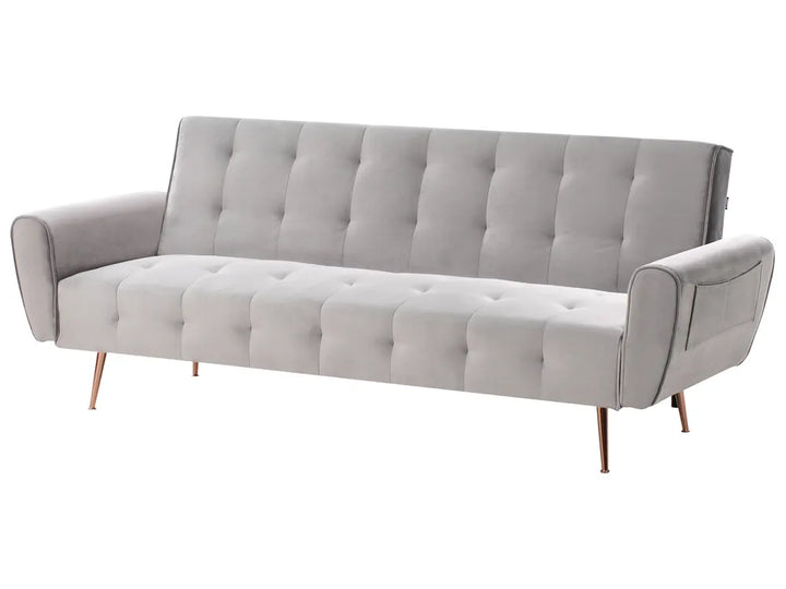 Sofa Bed 3 Seater Velvet Light Grey Aronas