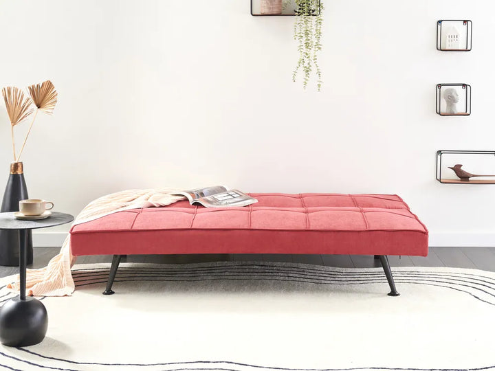 Sofa Bed 3 Seater Fabric Red Savion