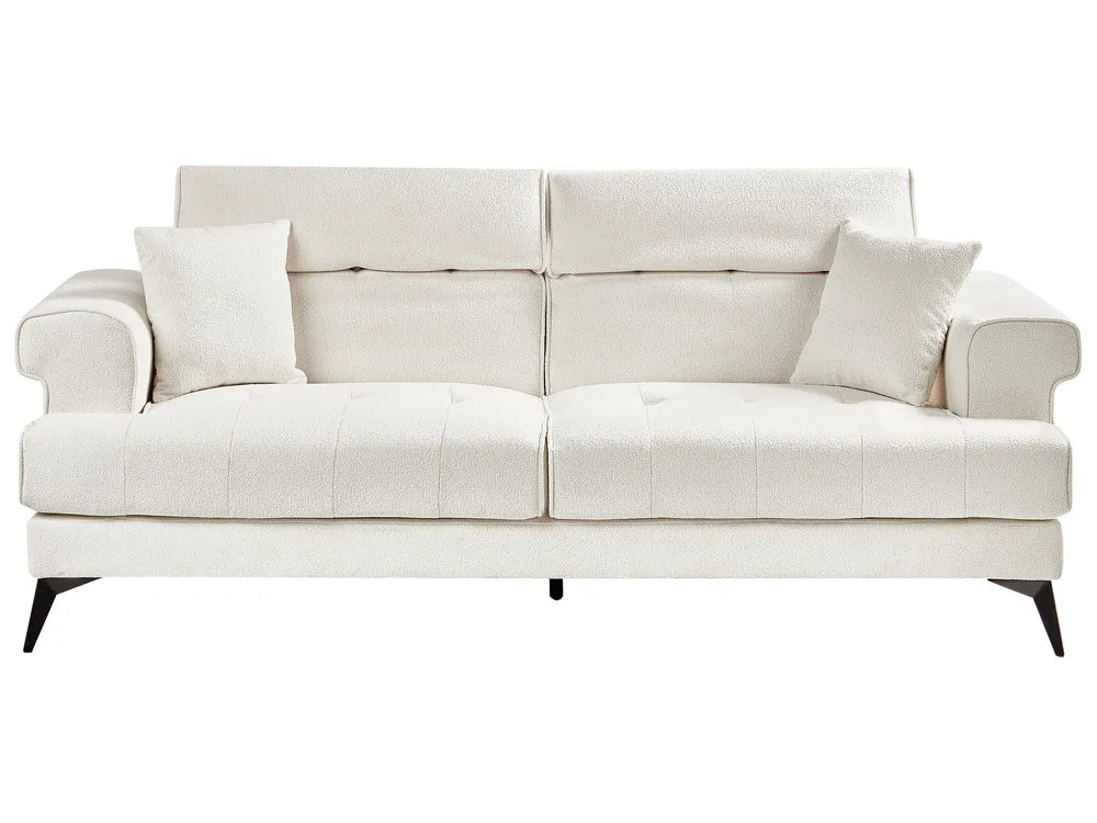 White bouclé 3-seater sofa with soft, durable fabric