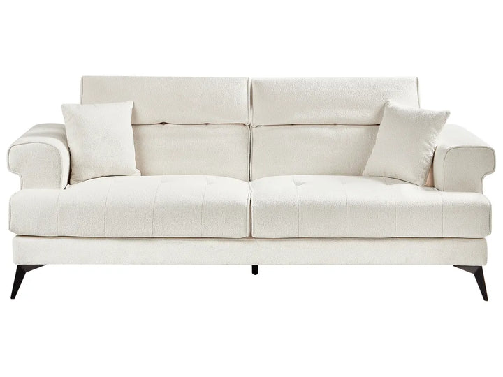 White bouclé 3-seater sofa with soft, durable fabric