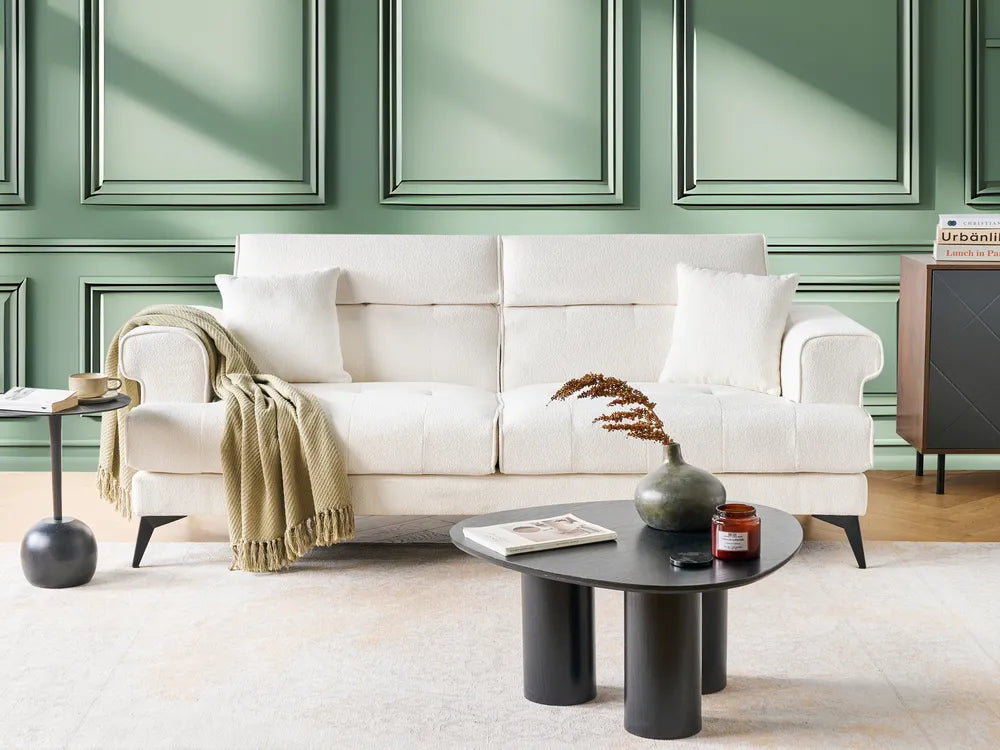 Sofa 3 Seater Boucle White Jimeny