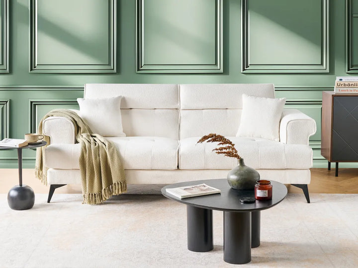 Sofa 3 Seater Boucle White Jimeny