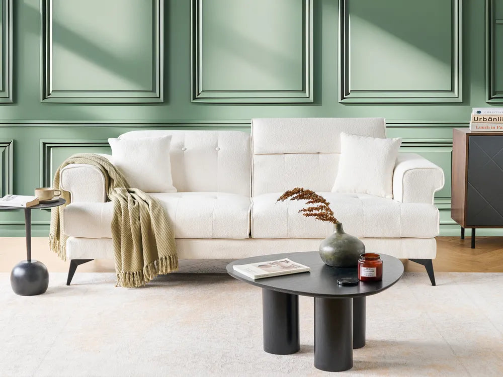 Sofa 3 Seater Boucle White Jimeny