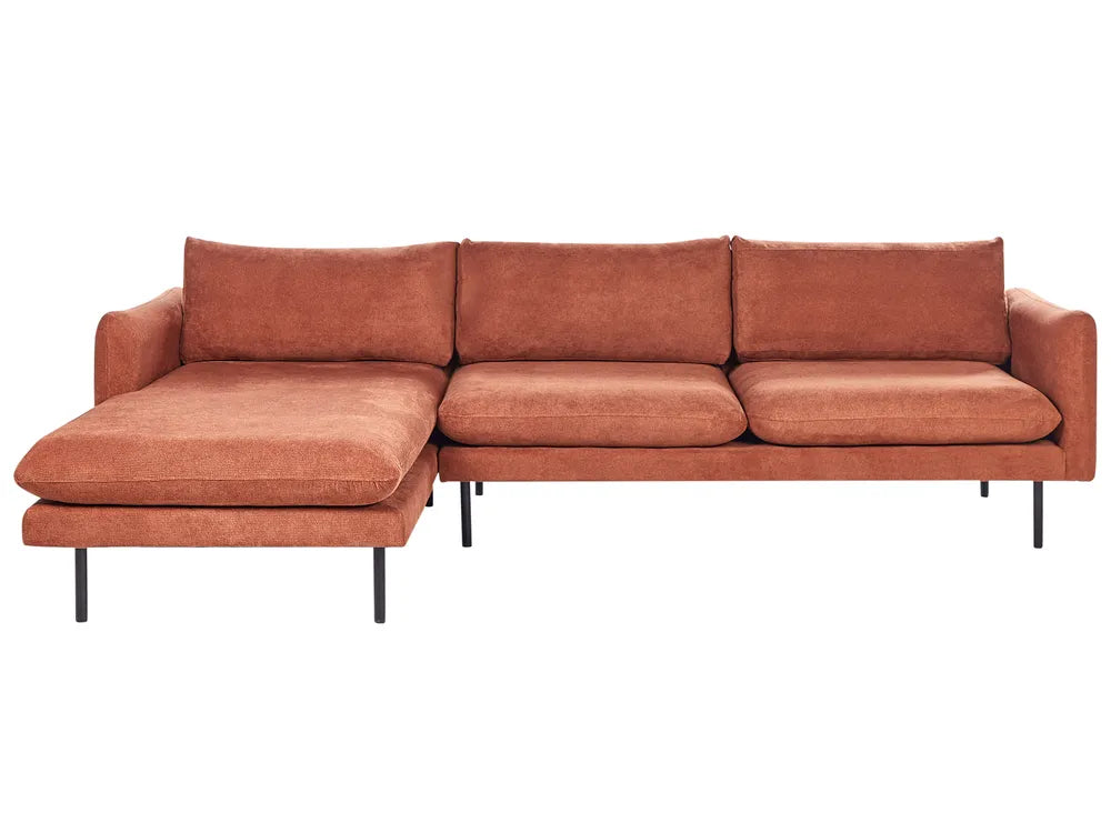 Golden brown fabric corner sofa right hand modern design