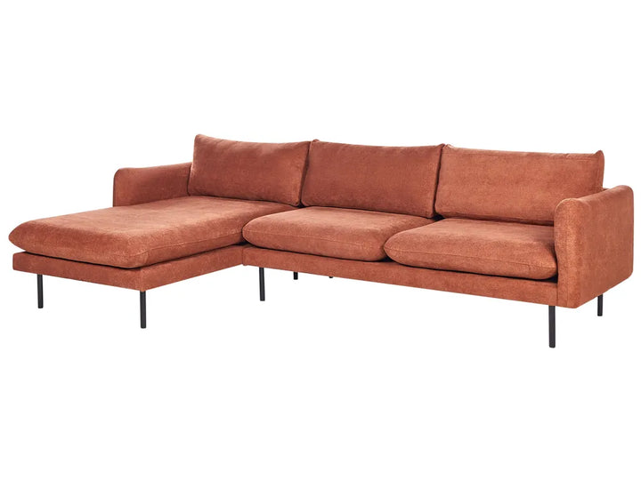 Corner Sofa 4 Seater Chenille Golden Brown Right Hand Praylow