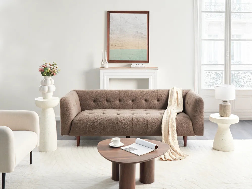 Sofa 3 Seater Boucle Brown Cilla