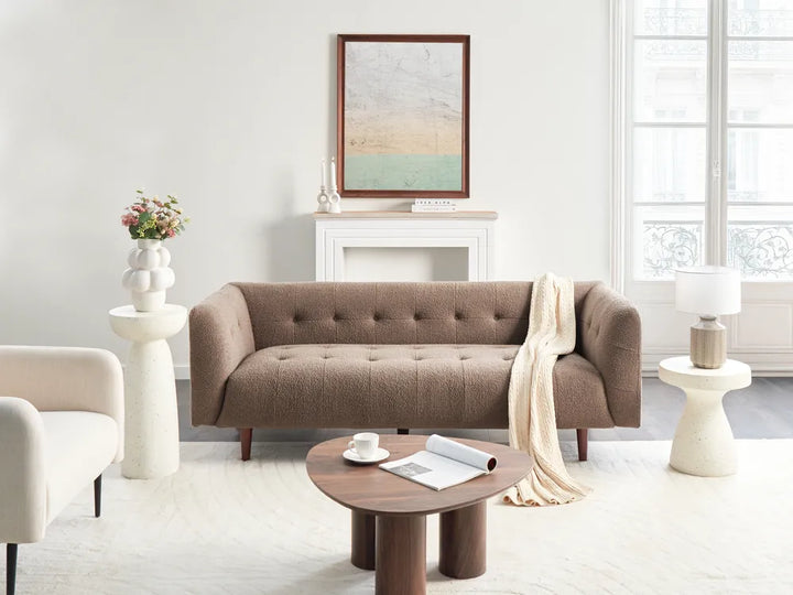 Sofa 3 Seater Boucle Brown Cilla
