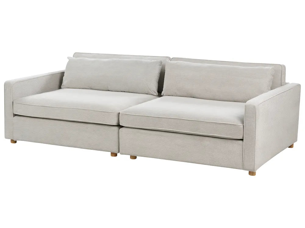 Sofa 3 Seater Corduroy Light Grey Tina