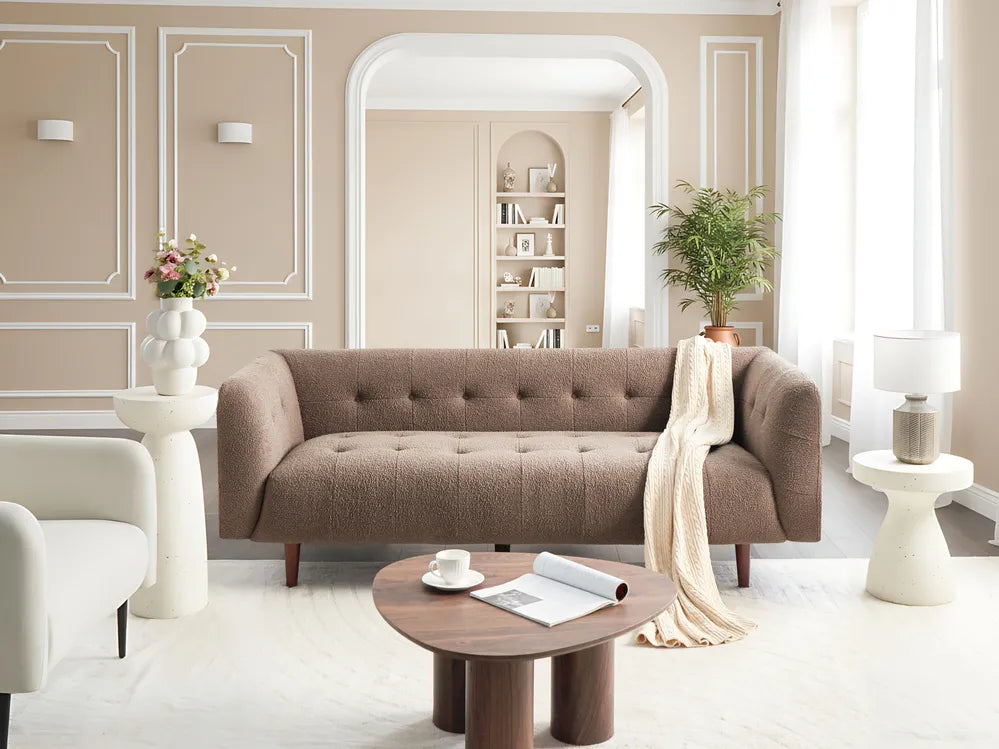 Sofa 3 Seater Boucle Brown Cilla