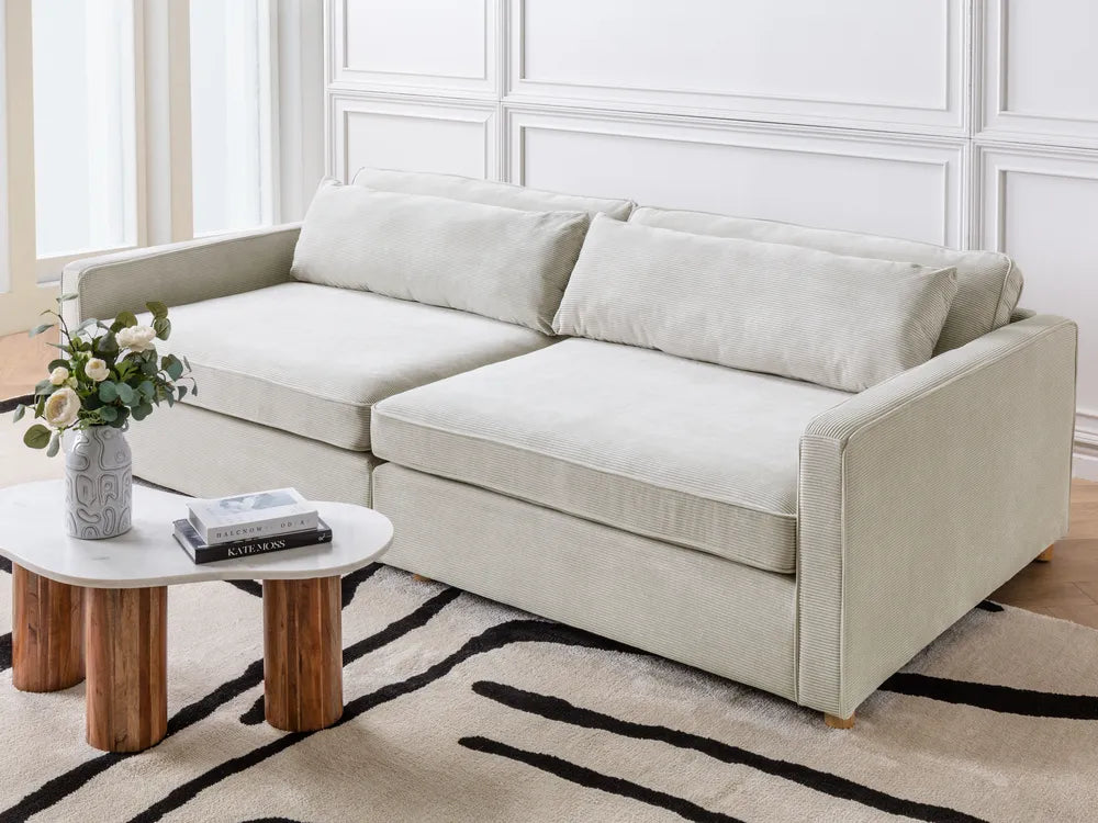Sofa 3 Seater Corduroy Light Grey Tina