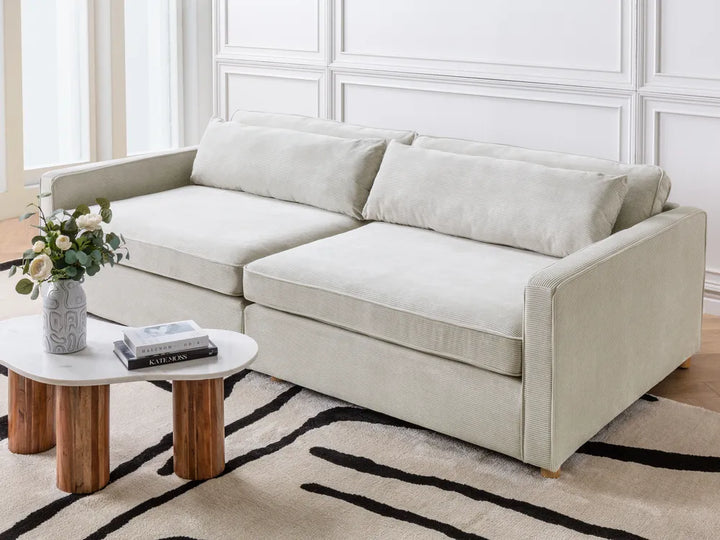 Sofa 3 Seater Corduroy Light Grey Tina