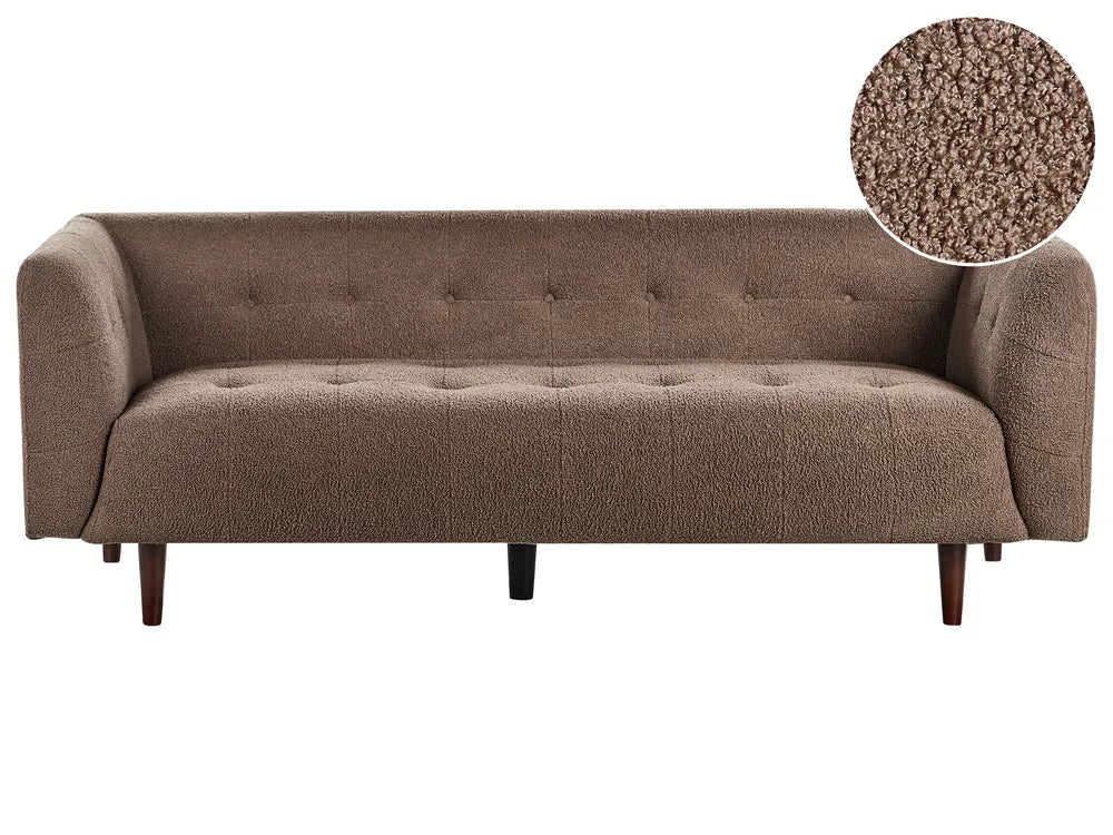 Sofa 3 Seater Boucle Brown Cilla