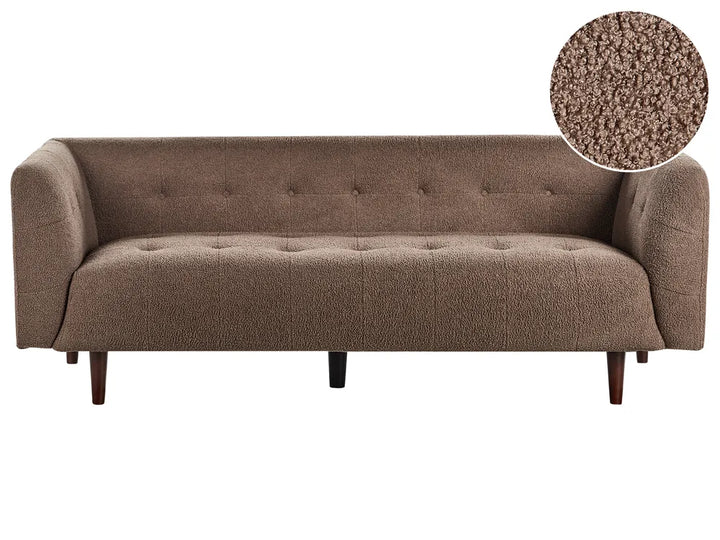 Sofa 3 Seater Boucle Brown Cilla