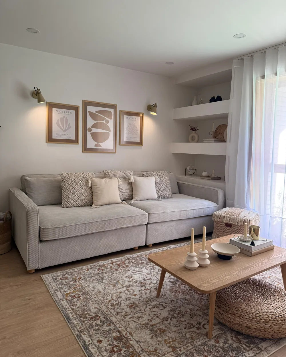 Sofa 3 Seater Corduroy Light Grey Tina
