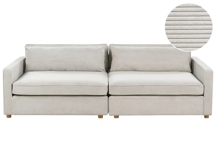 Sofa 3 Seater Corduroy Light Grey Tina
