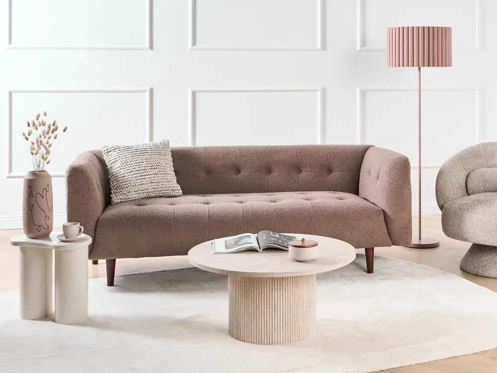 Sofa 3 Seater Boucle Brown Cilla
