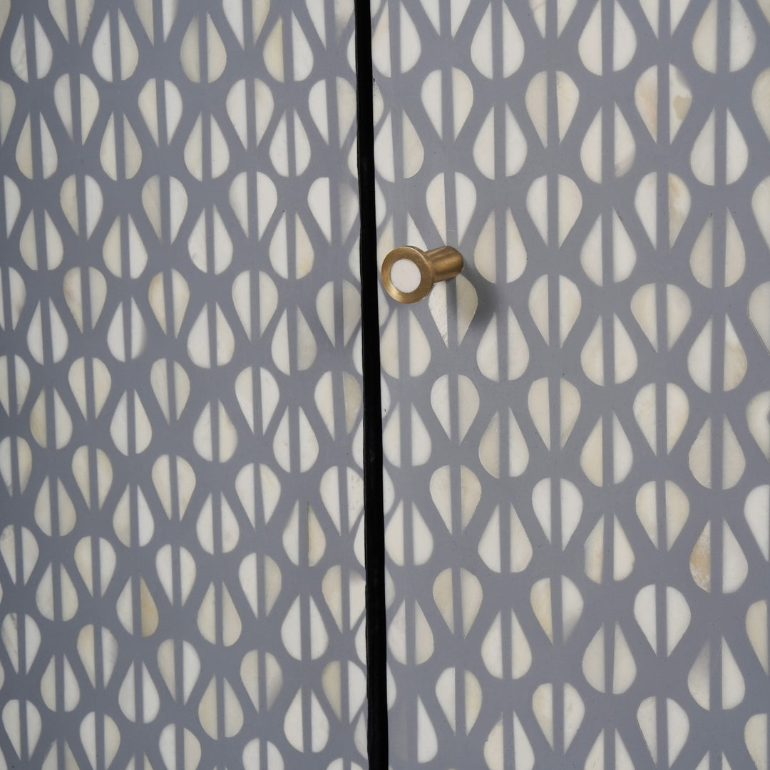 Libra Burgess Bone Inlay 3 Door Sideboard with Grey & White Pattern