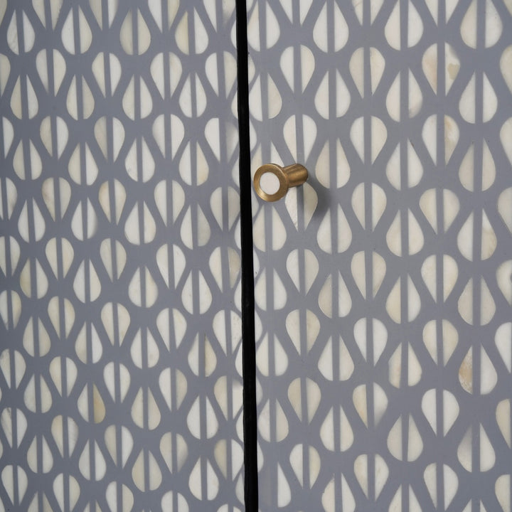 Libra Burgess Bone Inlay 3 Door Sideboard with Grey & White Pattern