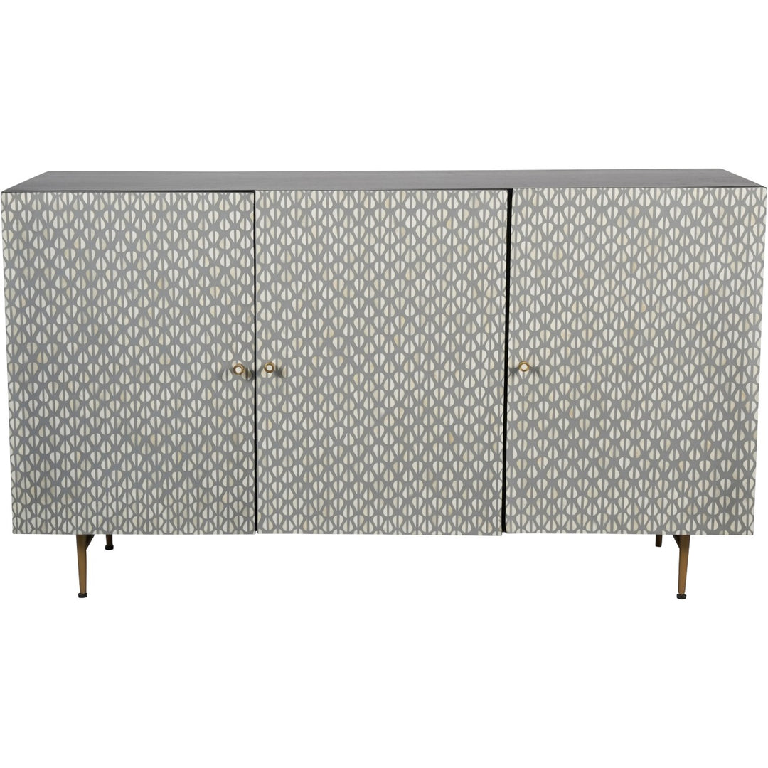 Libra Burgess Bone Inlay 3 Door Sideboard with Grey & White Pattern