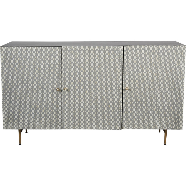 Libra Burgess Bone Inlay 3 Door Sideboard with Grey & White Pattern