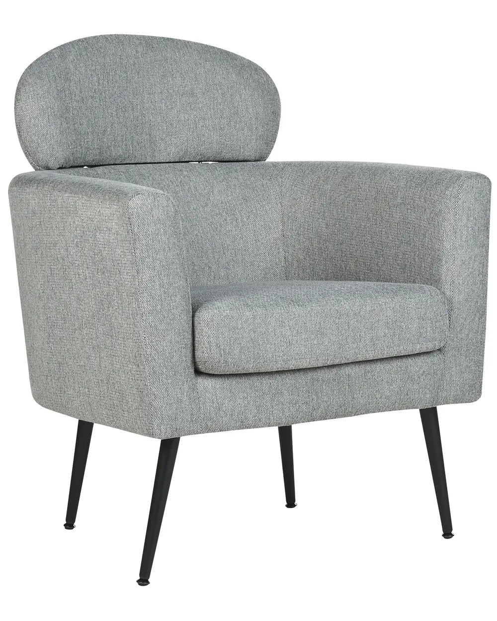 Gray armchair with black legs on a white background