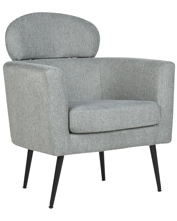 Gray armchair with black legs on a white background