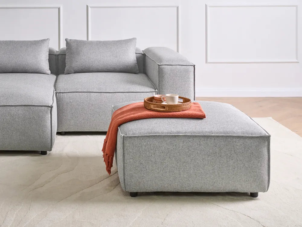 Modular Corner Sofa 3 Seater Grey with Ottoman Right Hand Nova
